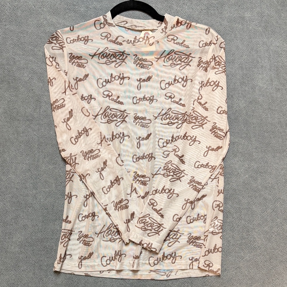 Cowboy Theme Sheer / Mesh Top, Size M
